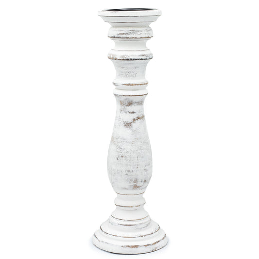 Wooden Handmade Classic Candle Holder Stand - Whitewash - Large - main product image from Quintessential Holistic Health Ltd UK