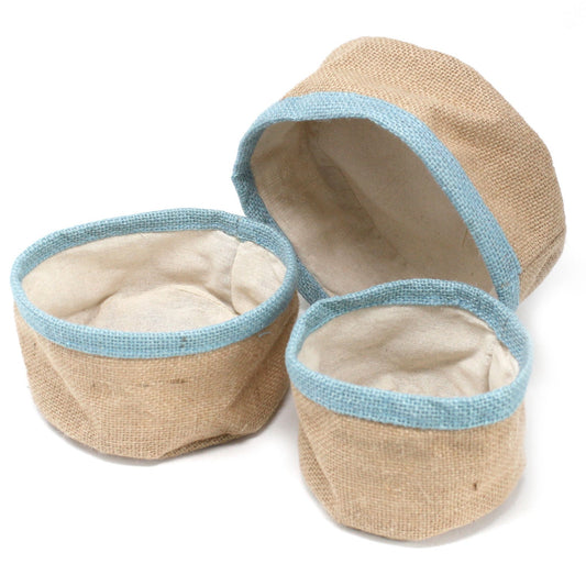 Set of 3 Natural Eco-Friendly Jute Baskets - Teal - main product image from Quintessential Holistic Health Ltd UK