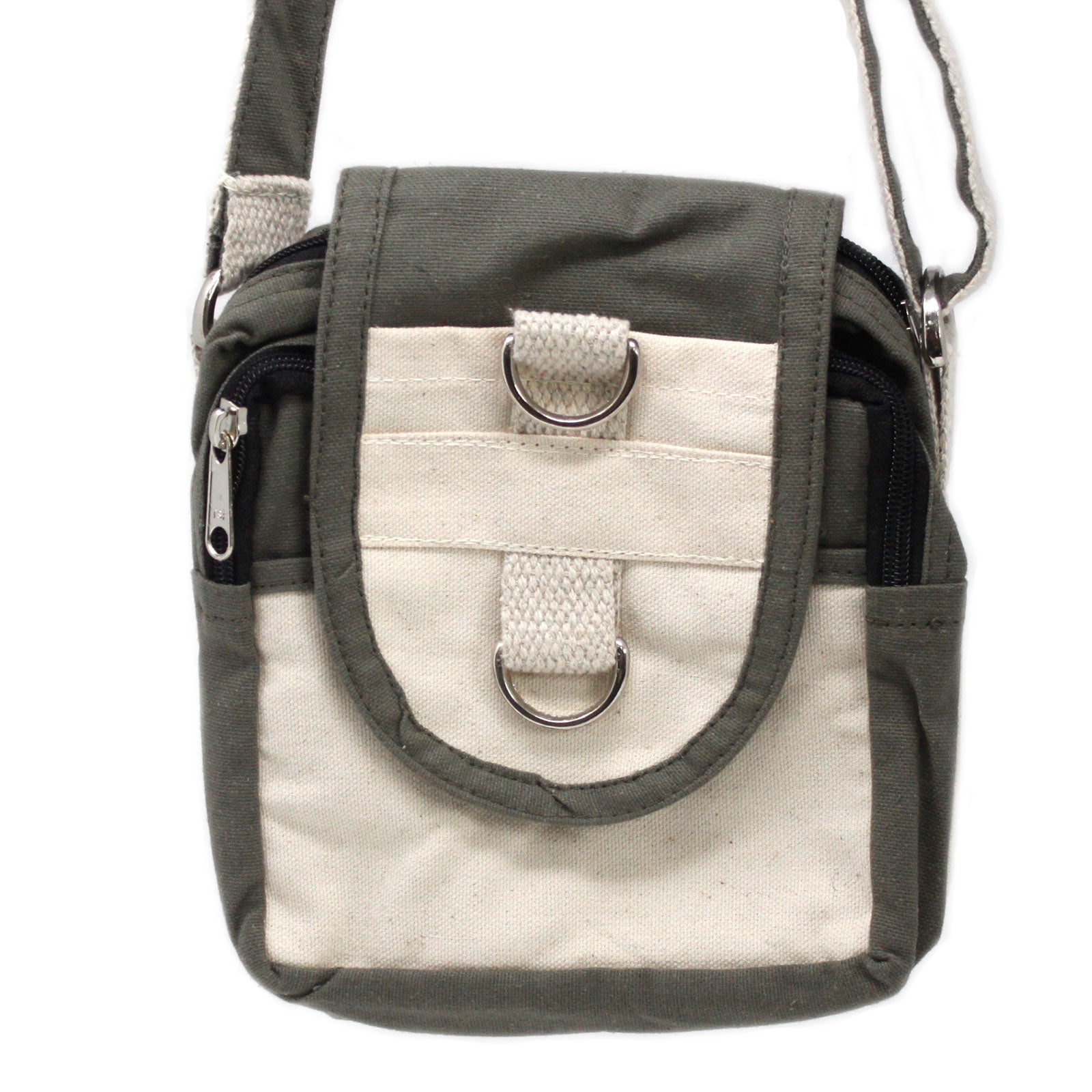 Eco-Friendly Natural Cotton Cross Body Travel Bag - Charcoal product packaging on clean background from Quintessential Holistic Health Ltd
