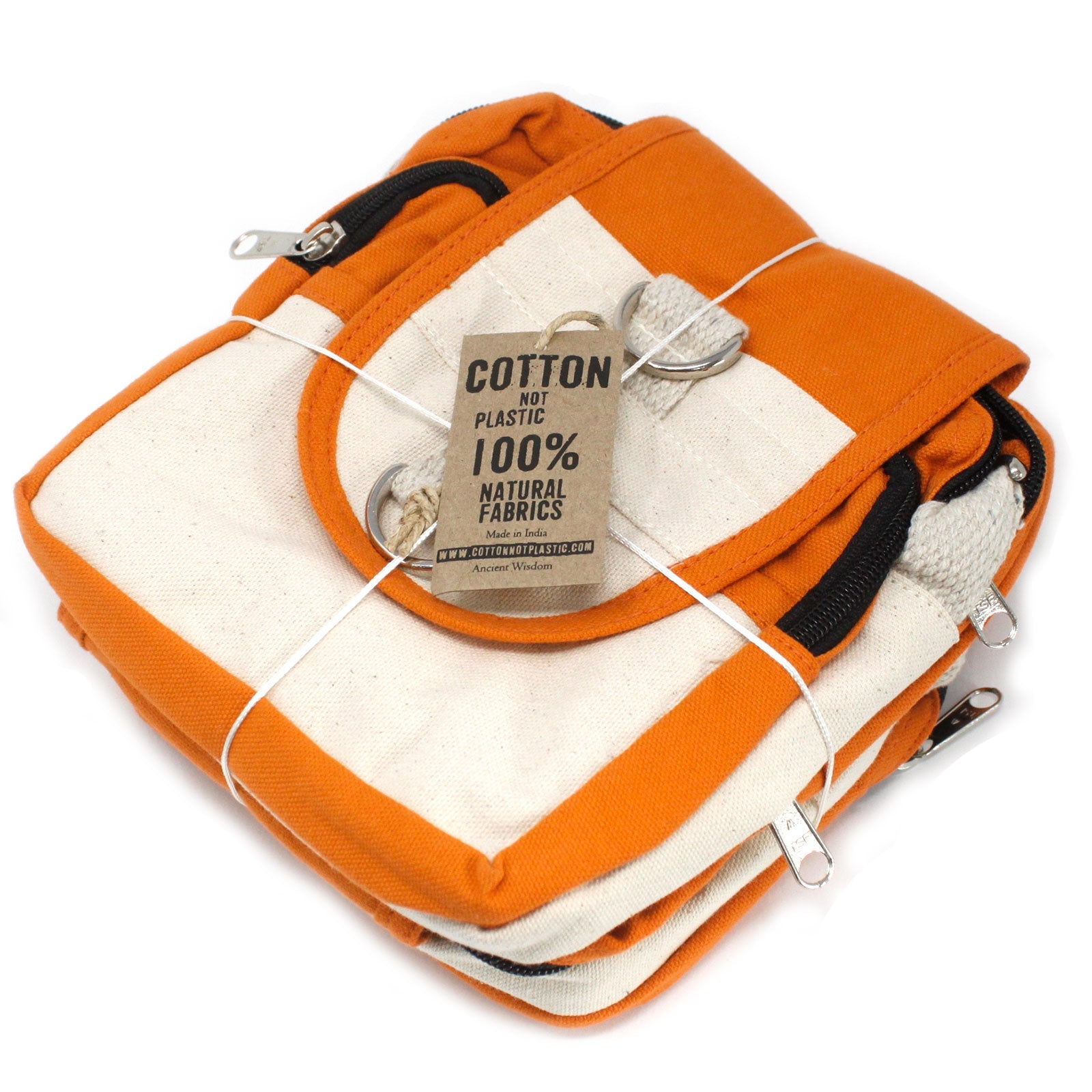 Eco-Friendly Natural Cotton Cross Body Travel Bag - Turmeric product packaging on clean background from Quintessential Holistic Health Ltd