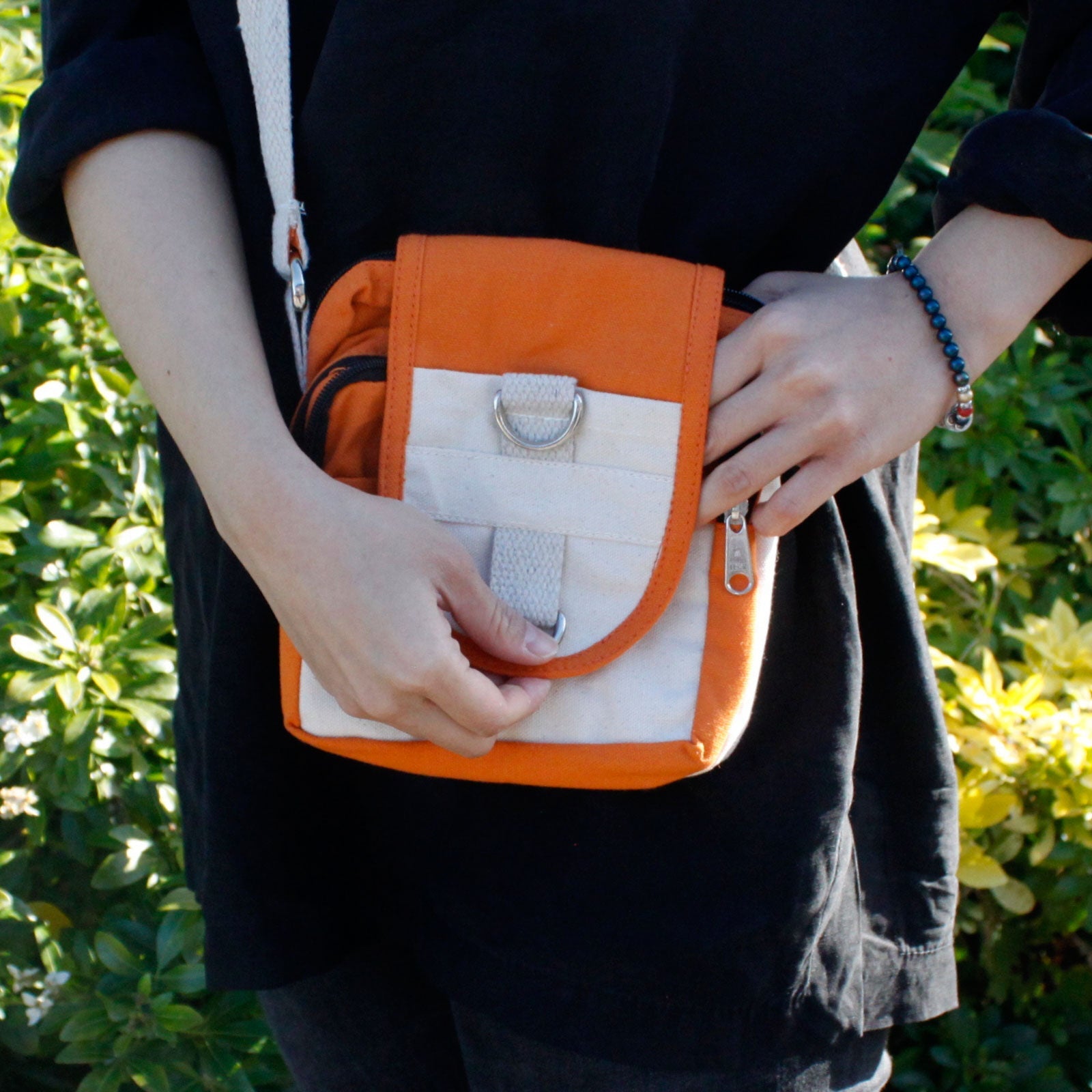 Eco-Friendly Natural Cotton Cross Body Travel Bag - Turmeric product packaging on clean background from Quintessential Holistic Health Ltd