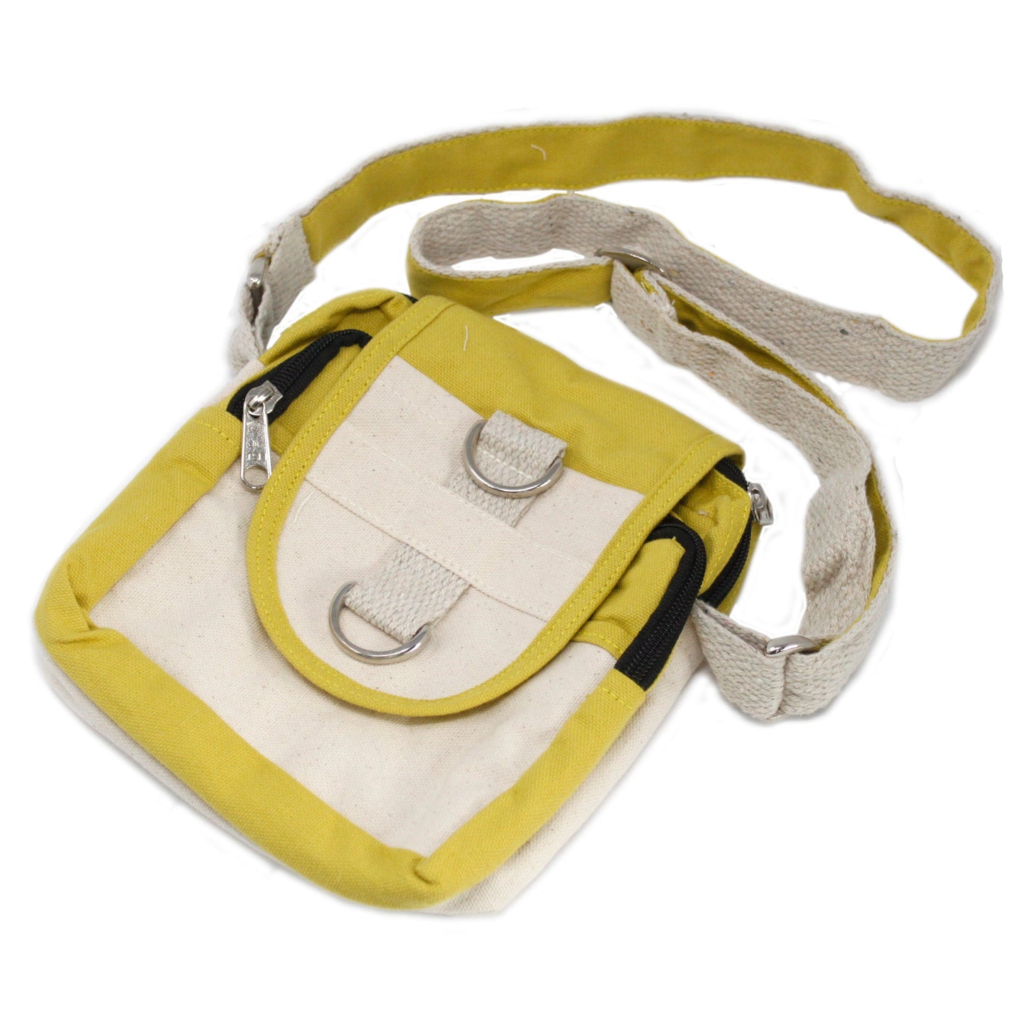 Eco-Friendly Natural Cotton Cross Body Travel Bag - Olive product packaging on clean background from Quintessential Holistic Health Ltd