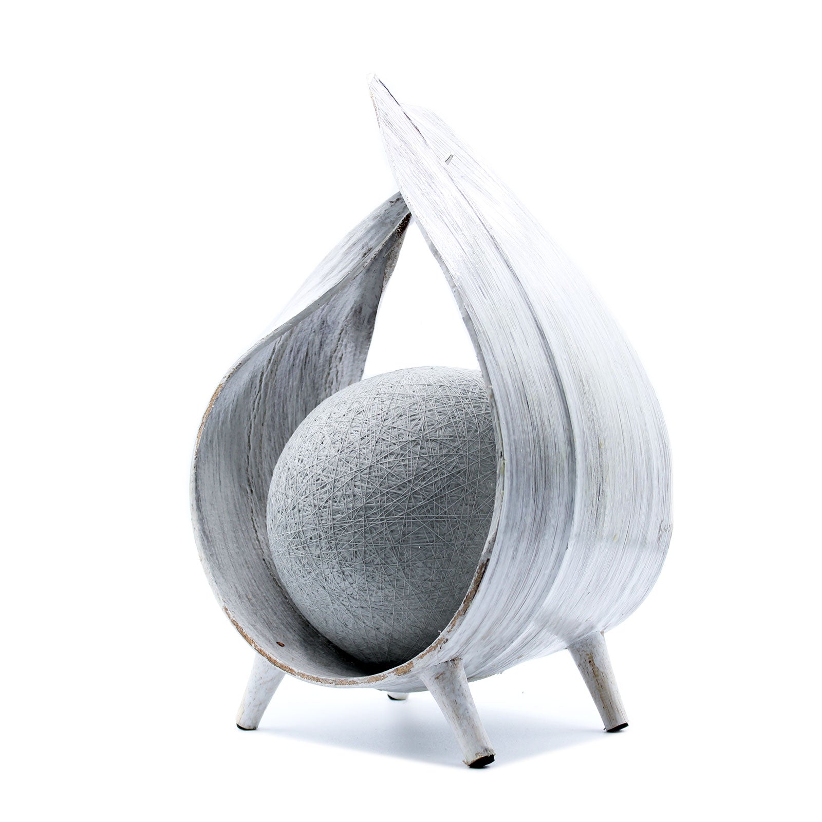 Handmade LED Natural Coconut Leaf Lamp - White / Greywash / Wrap Over product packaging on clean background from Quintessential Holistic Health Ltd