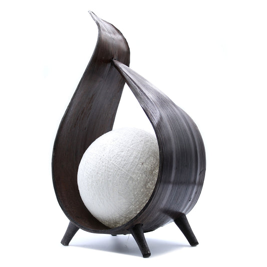 Handmade LED Natural Coconut Leaf Lamp - Chocolate / Wrap Over Twist product packaging on clean background from Quintessential Holistic Health Ltd