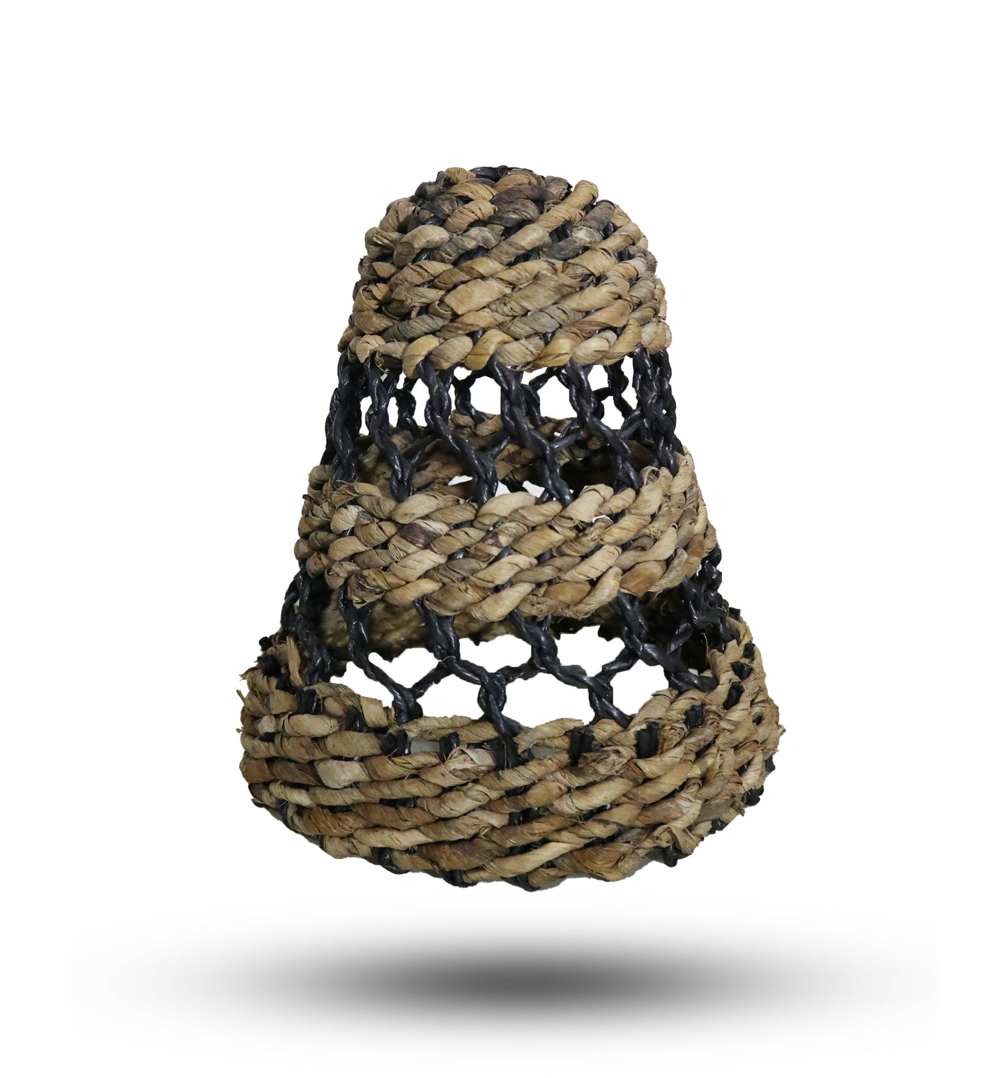 Set of 3 Handcrafted Banana Leaf and Hitam Raffia Lamp Shades - Natural product packaging on clean background from Quintessential Holistic Health Ltd