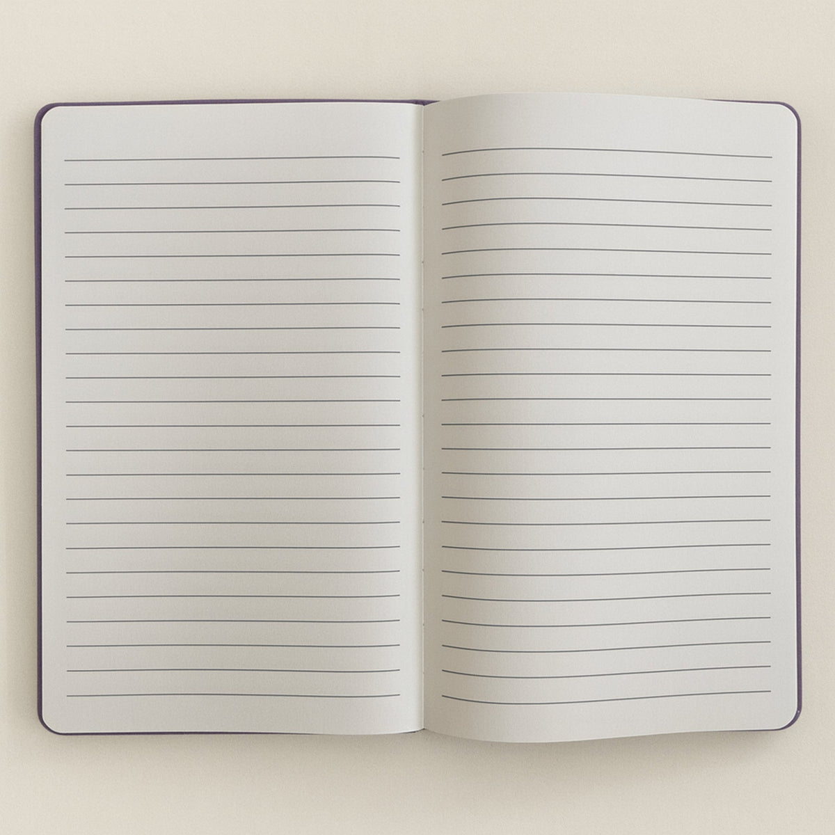 Velvet Journal - A5 - Lavender - Believe in Yourself, open journal showing two lined pages with rounded corners by Quintessential Holistic Health Ltd