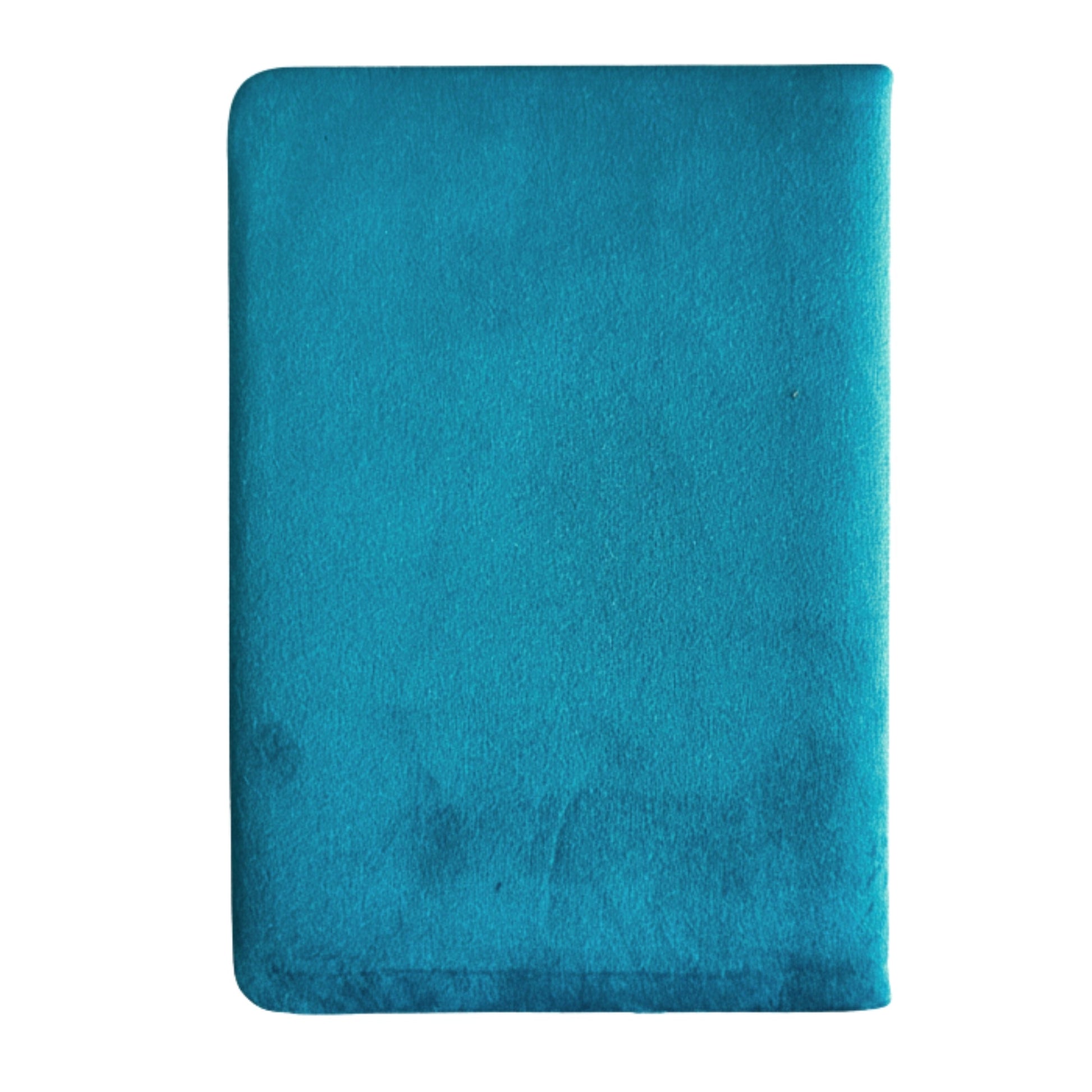 A5 Light Blue Velvet Journal – Embrace the Journey, closed plain blue cover with rounded corners, by Quintessential Holistic Health Ltd