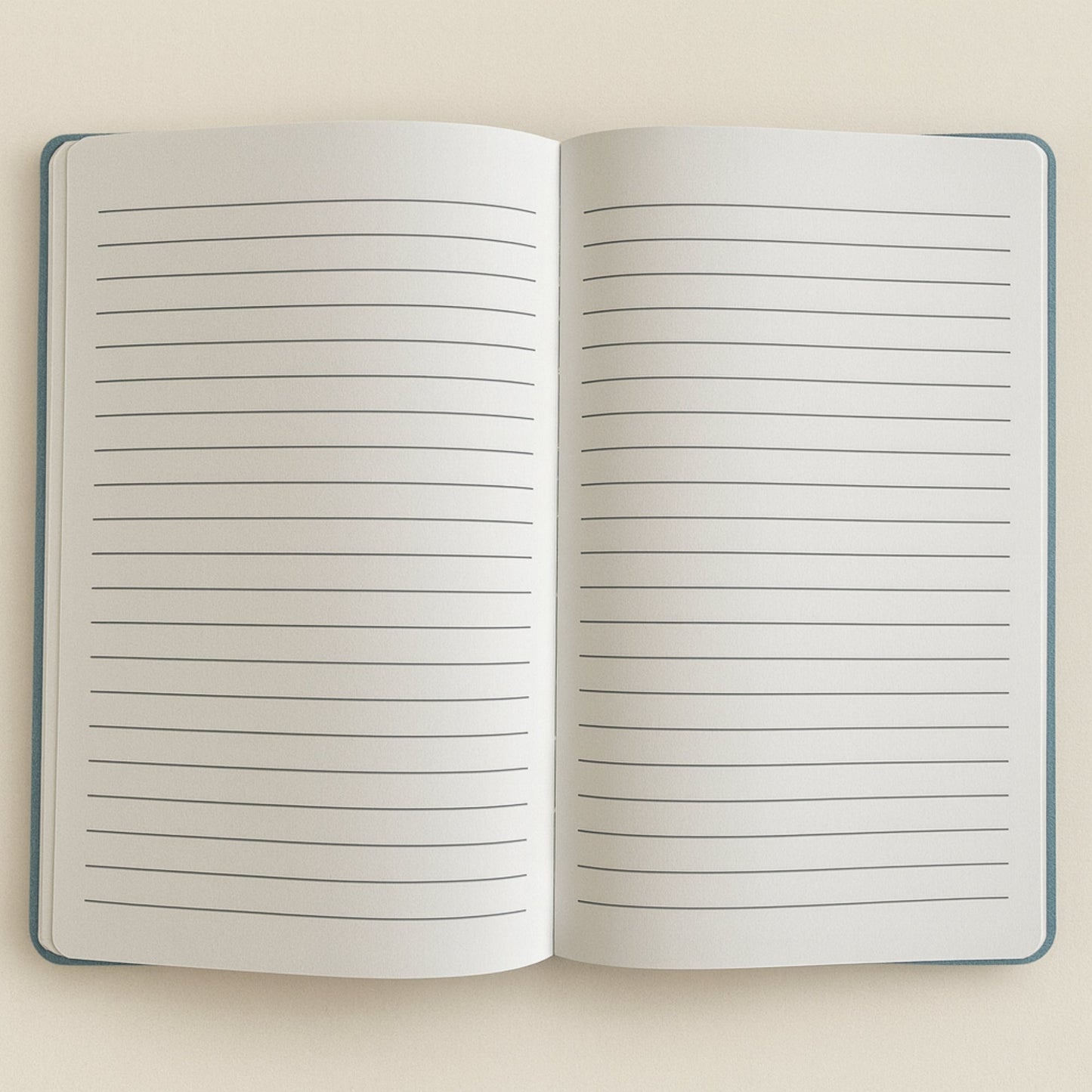 A5 Dark Blue Velvet Journal - Stay Wild Moon Child, open journal showing two lined cream pages with rounded corners by Quintessential Holistic Health Ltd