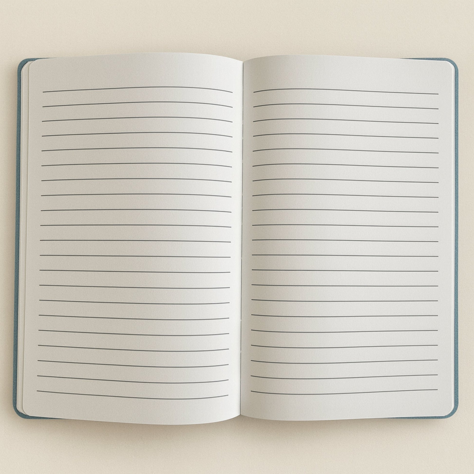 A5 Dark Blue Velvet Journal - Stay Wild Moon Child, open journal showing two lined cream pages with rounded corners by Quintessential Holistic Health Ltd