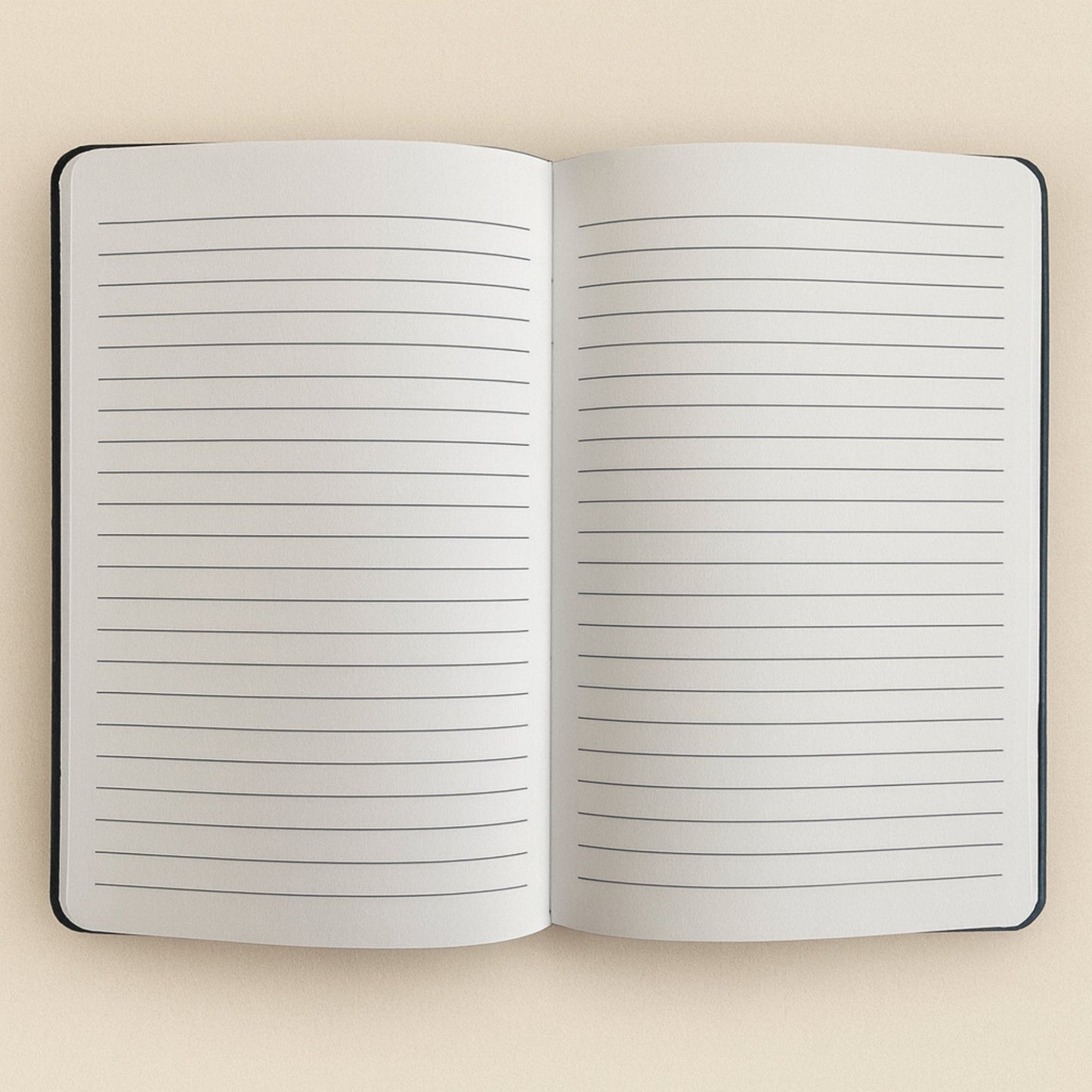 A5 Dark Green Velvet Journal - Make It Happen, open journal showing two lined cream pages with rounded corners by Quintessential Holistic Health Ltd