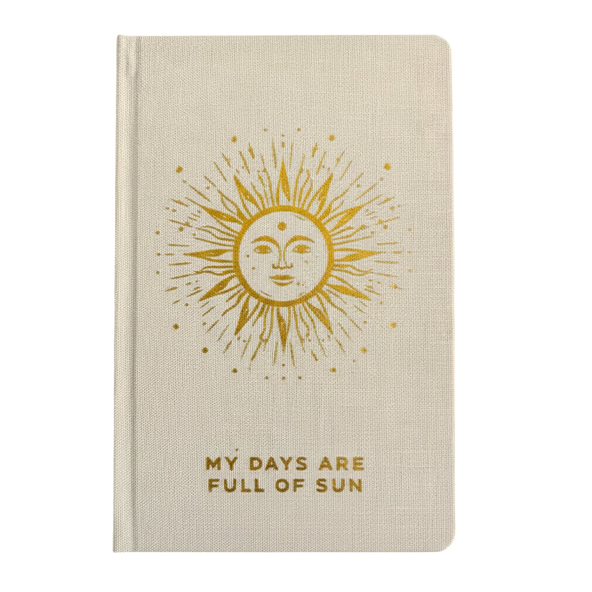 A5 Gratitude Journal with Gold Lining - Ivory / My Days are Full of Sun product packaging on clean background from Quintessential Holistic Health Ltd