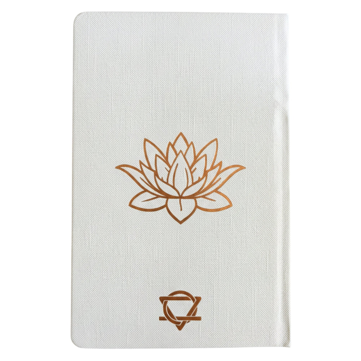 Wellness Journal - A5 - White and Rose Gold - Tree of Life, white cover with a rose-gold lotus motif and small symbol near the base by Quintessential Holistic Health Ltd