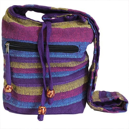 Handmade Eco-Friendly Cotton Nepalese Style Sling Bag - Small / Wild Flowers product packaging on clean background from Quintessential Holistic Health Ltd