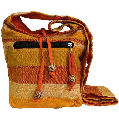Handmade Eco-Friendly Cotton Nepalese Style Sling Bag - Small / Sunrise Orange product packaging on clean background from Quintessential Holistic Health Ltd