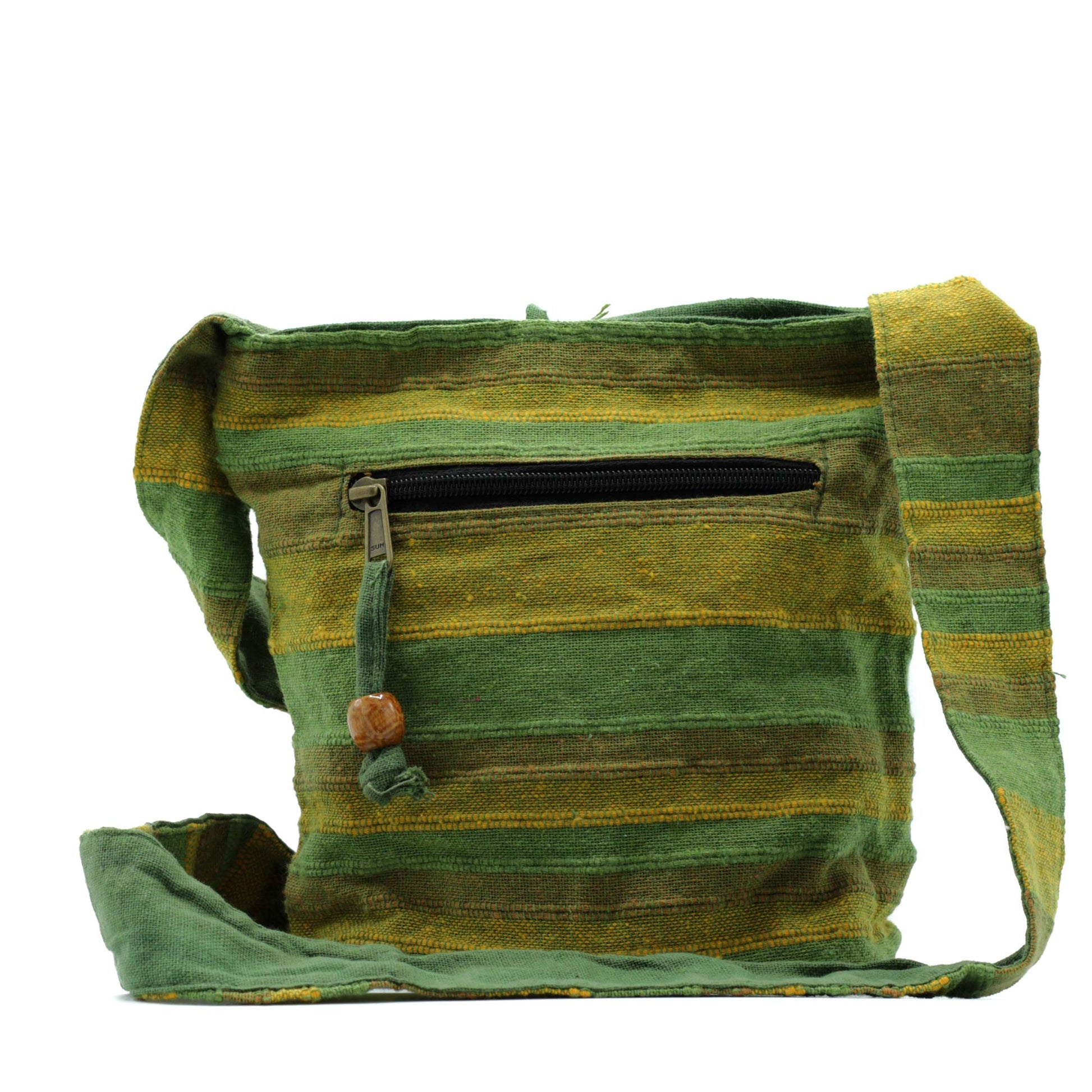 Handmade Eco-Friendly Cotton Nepalese Style Sling Bag - Medium / Summer Beach Blues product packaging on clean background from Quintessential Holistic Health Ltd