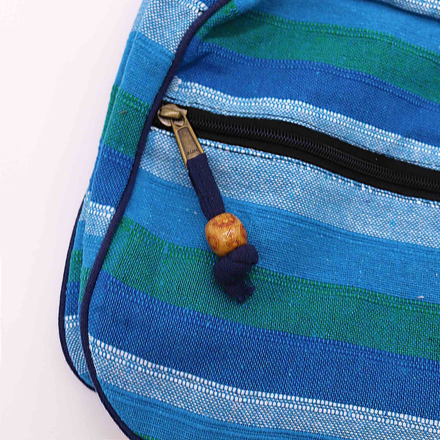 Handmade Eco-Friendly Cotton Nepalese Style Sling Bag with an Adjustable Strap - Large / Blue Rivers product packaging on clean background from Quintessential Holistic Health Ltd