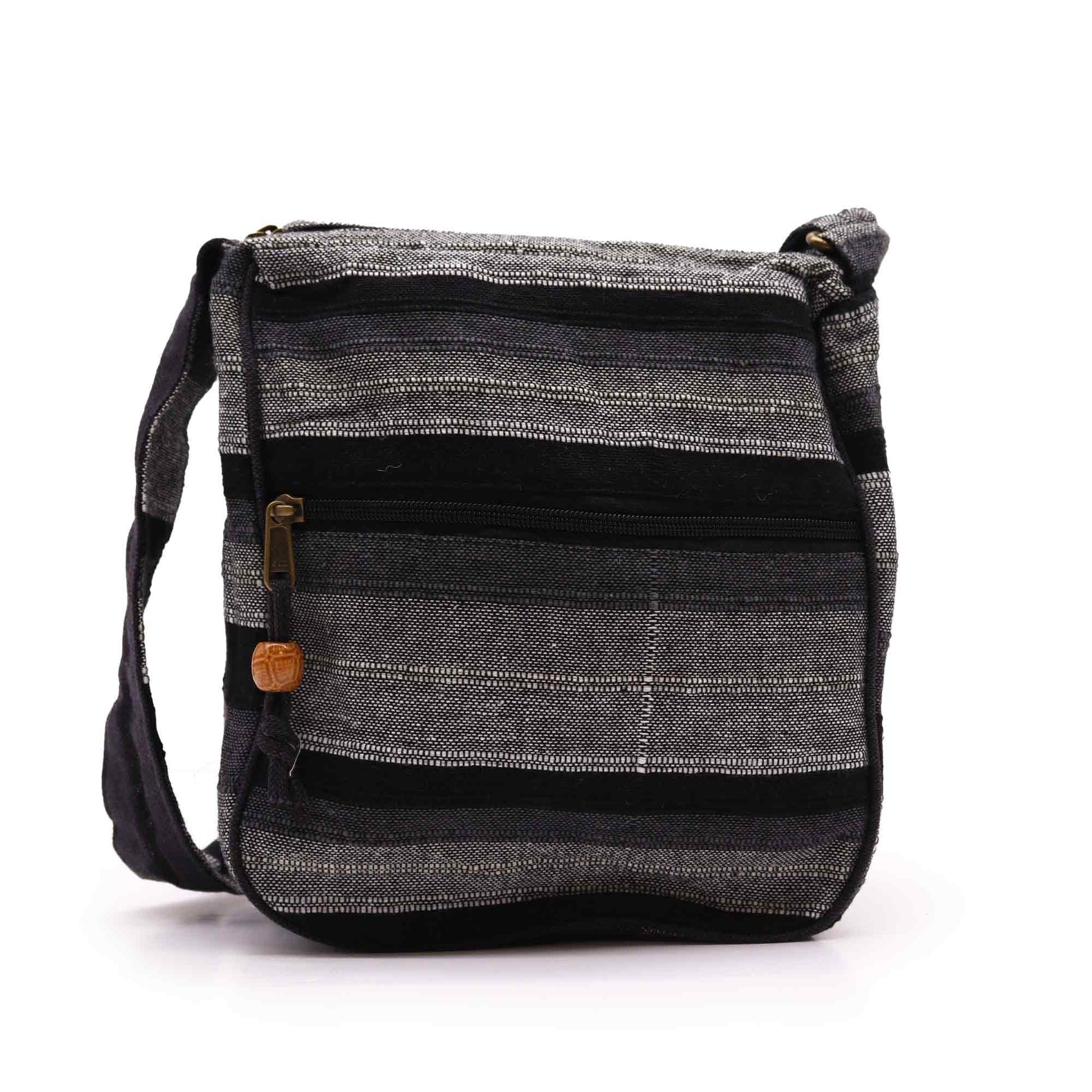 Handmade Eco-Friendly Cotton Nepalese Style Sling Bag with an Adjustable Strap - Large / Mountain Granite product packaging on clean background from Quintessential Holistic Health Ltd