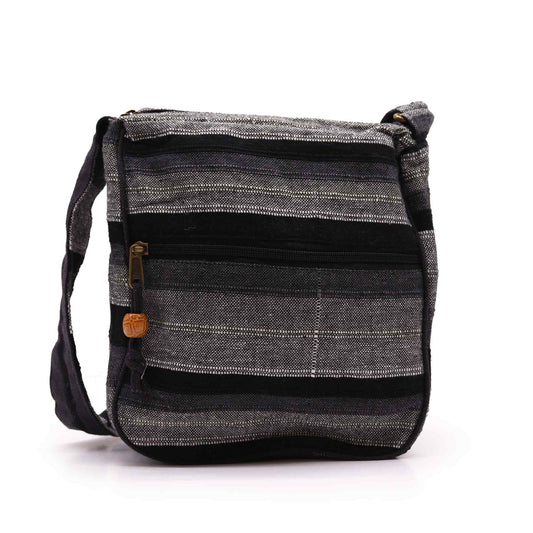 Handmade Eco-Friendly Cotton Nepalese Style Sling Bag with an Adjustable Strap - Large / Mountain Granite product packaging on clean background from Quintessential Holistic Health Ltd