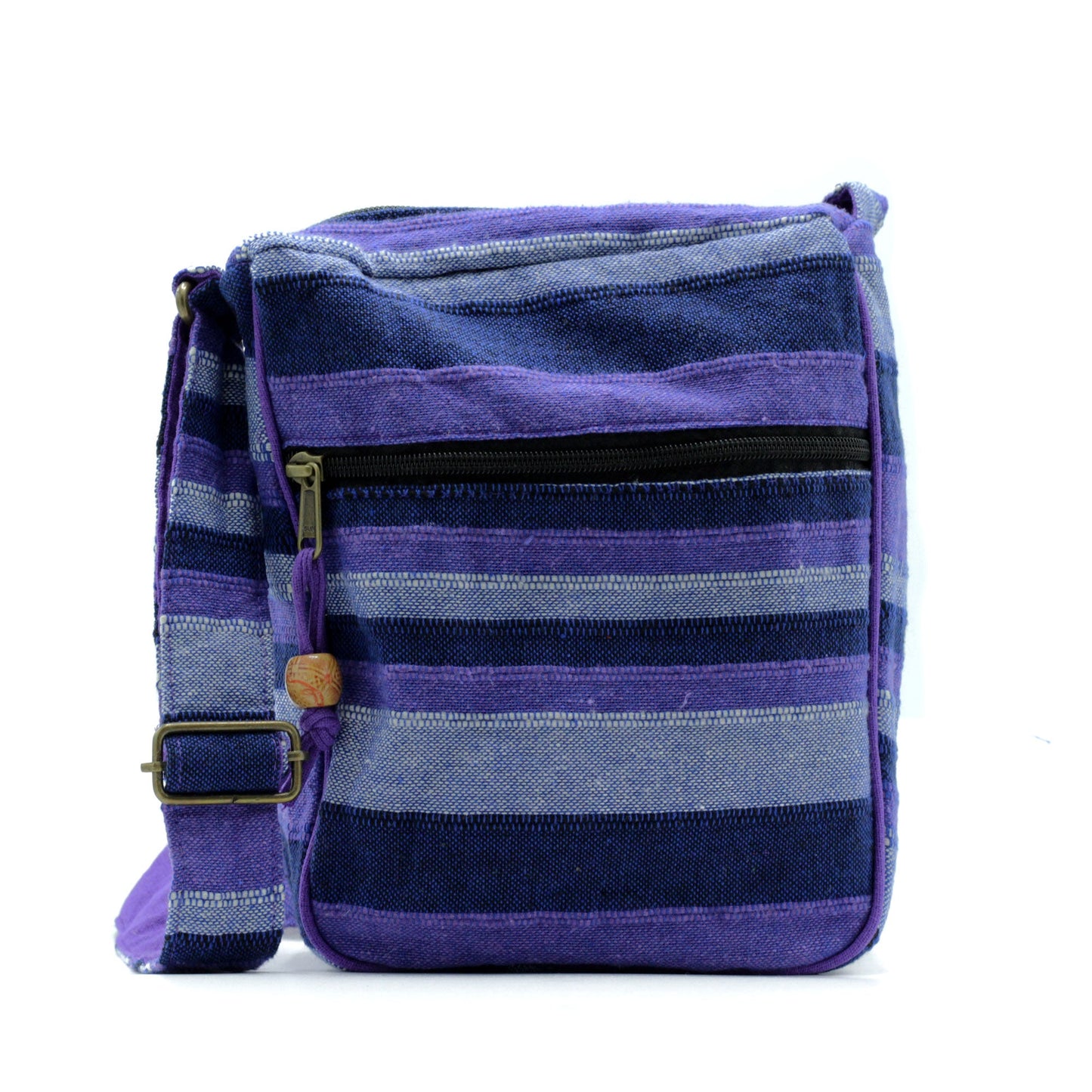 Handmade Eco-Friendly Cotton Nepalese Style Sling Bag with an Adjustable Strap - Large / Deep Sea Blues product packaging on clean background from Quintessential Holistic Health Ltd