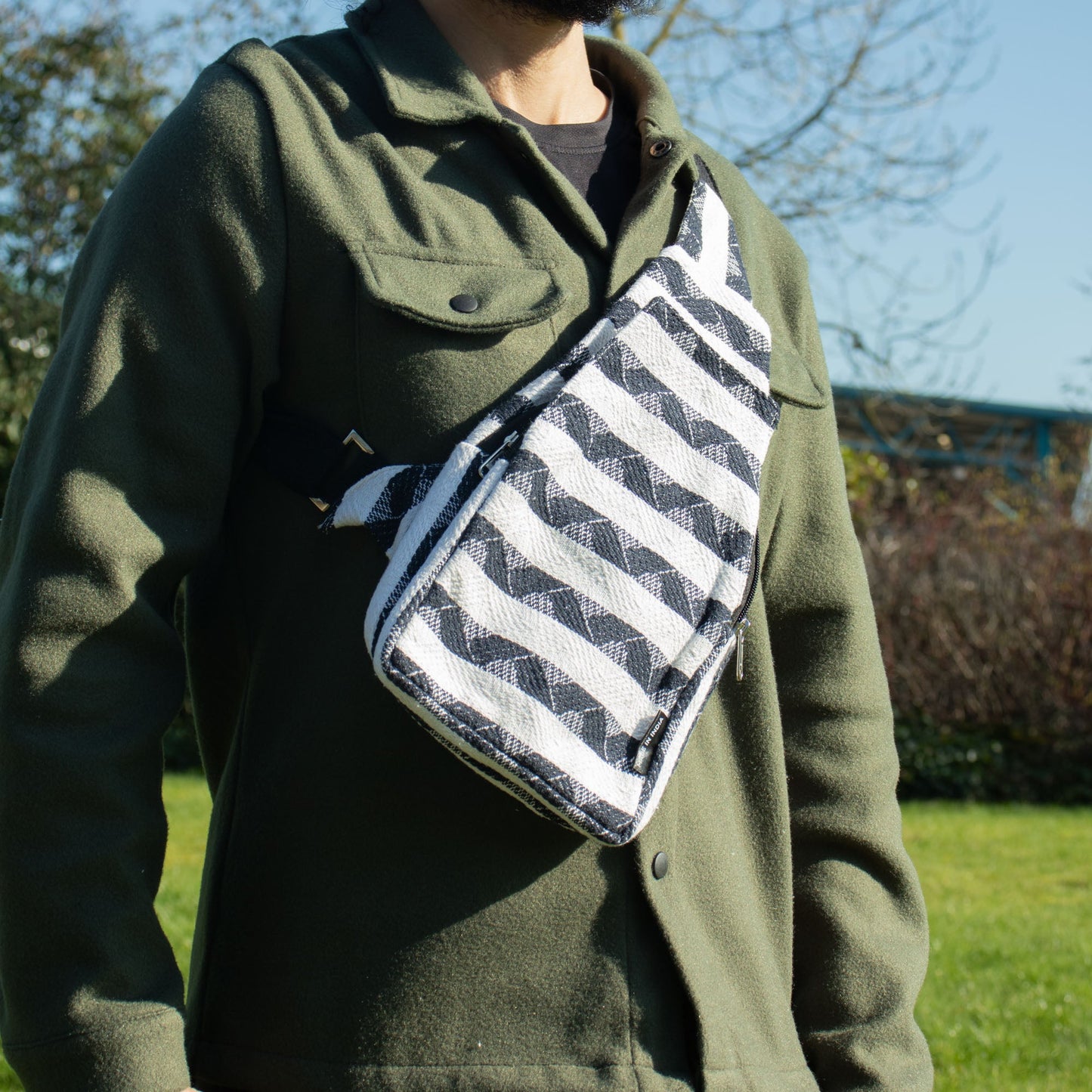 Handmade All Natural Jacquard Atlas Nomad - Cross Body Bag product packaging on clean background from Quintessential Holistic Health Ltd