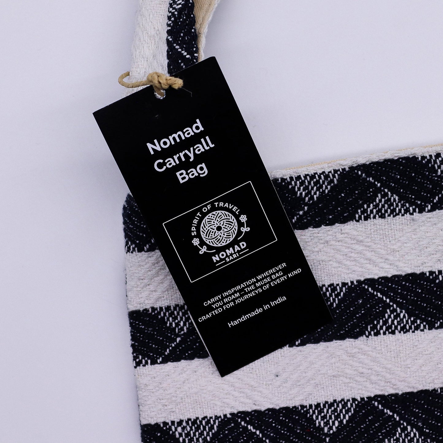Handmade All Natural Jacquard Atlas Nomad - Nomad Carryall product packaging on clean background from Quintessential Holistic Health Ltd