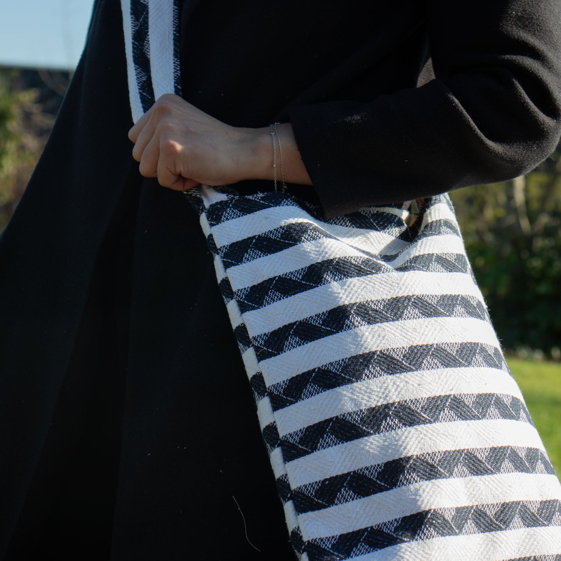 Handmade All Natural Jacquard Atlas Nomad - Nomad Carryall product packaging on clean background from Quintessential Holistic Health Ltd