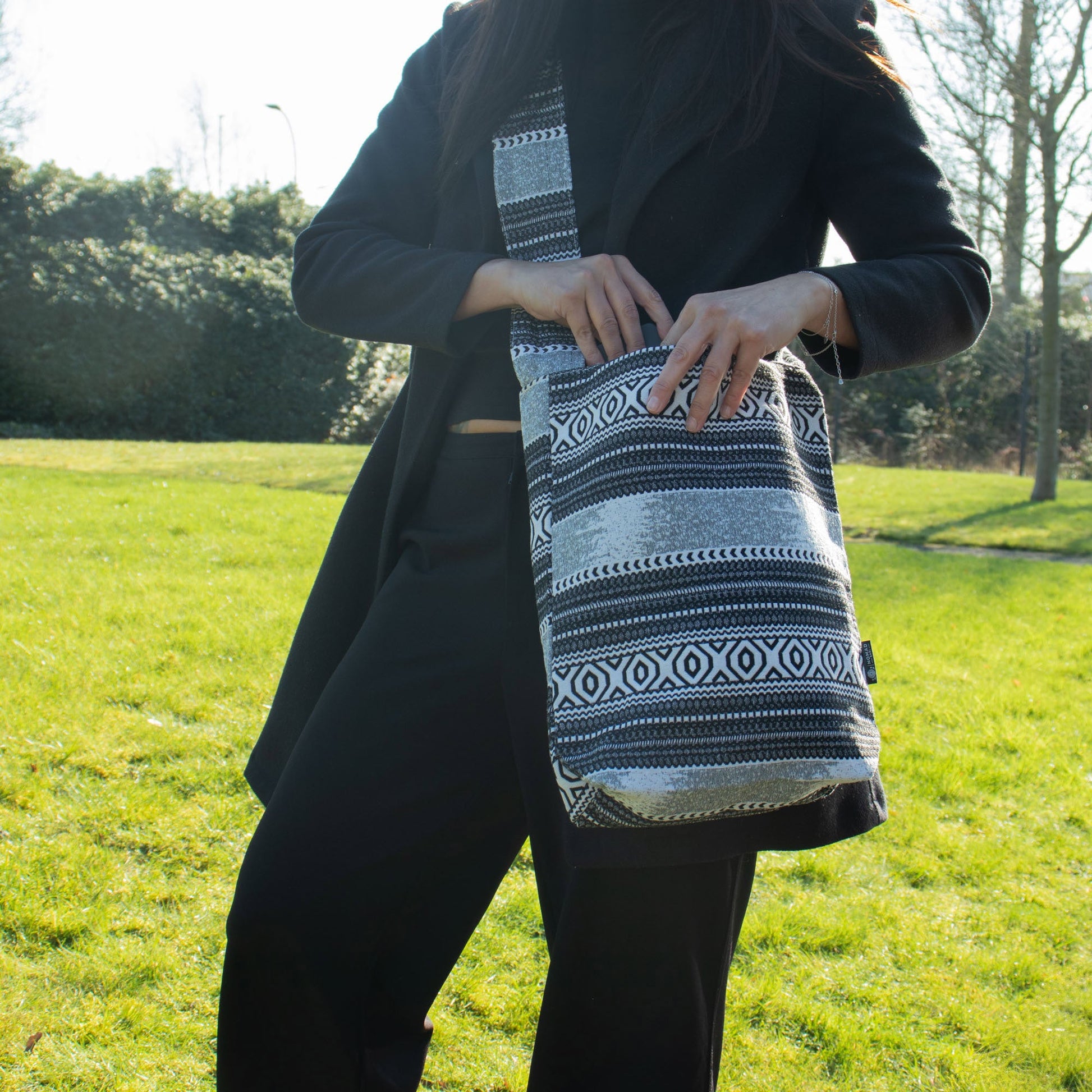 Handmade All Natural Jacquard Urban Caravan - Nomad Carryall product packaging on clean background from Quintessential Holistic Health Ltd