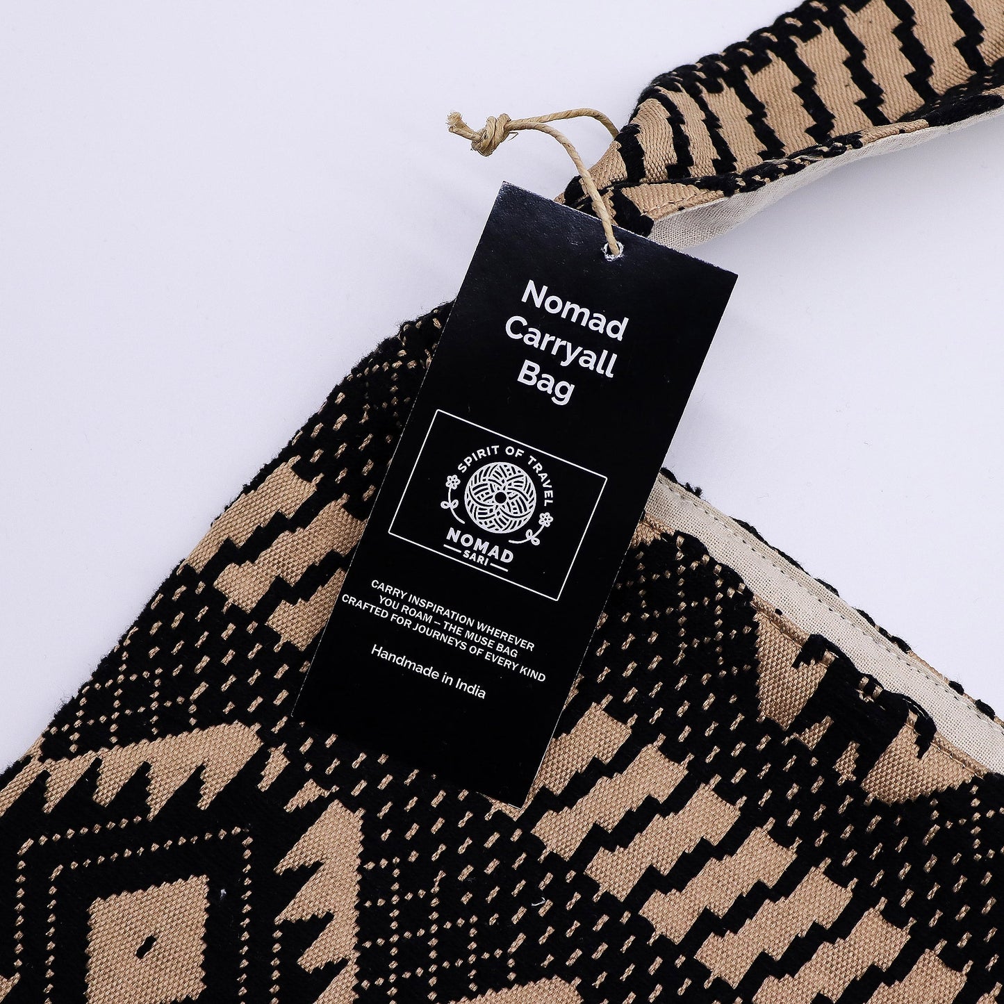 Handmade All Natural Jacquard Desert Loom - Nomad Carryall product packaging on clean background from Quintessential Holistic Health Ltd