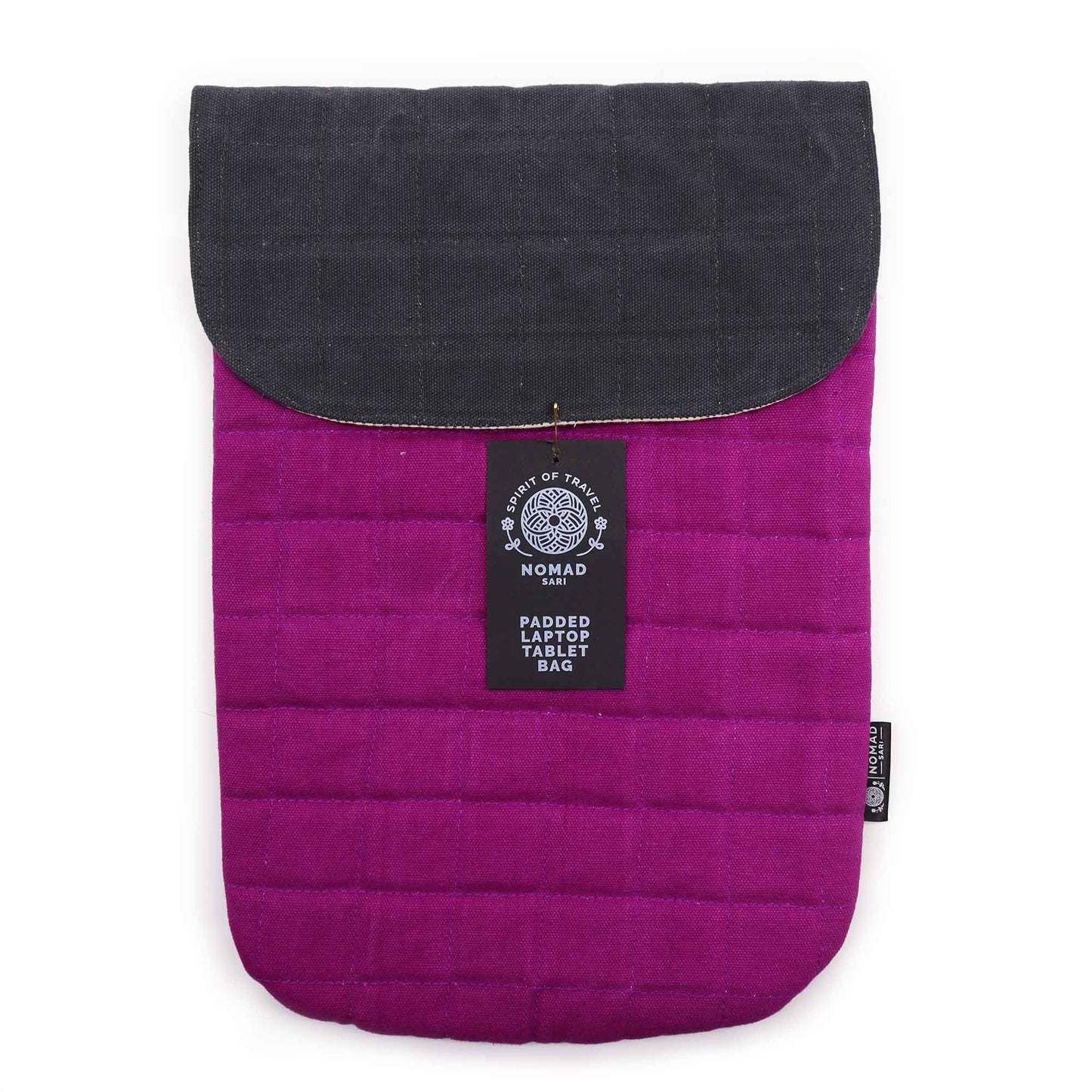 Handmade Cotton Laptop or Tablet Padded Pouch - Stonewashed / Purple Haze product packaging on clean background from Quintessential Holistic Health Ltd