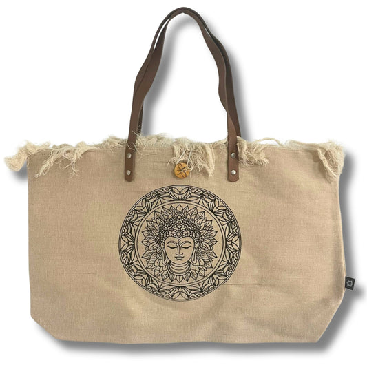 Handmade Eco-Friendly Natural Cotton Tote Bag with Leather Handles - Inspiration - main product image from Quintessential Holistic Health Ltd UK