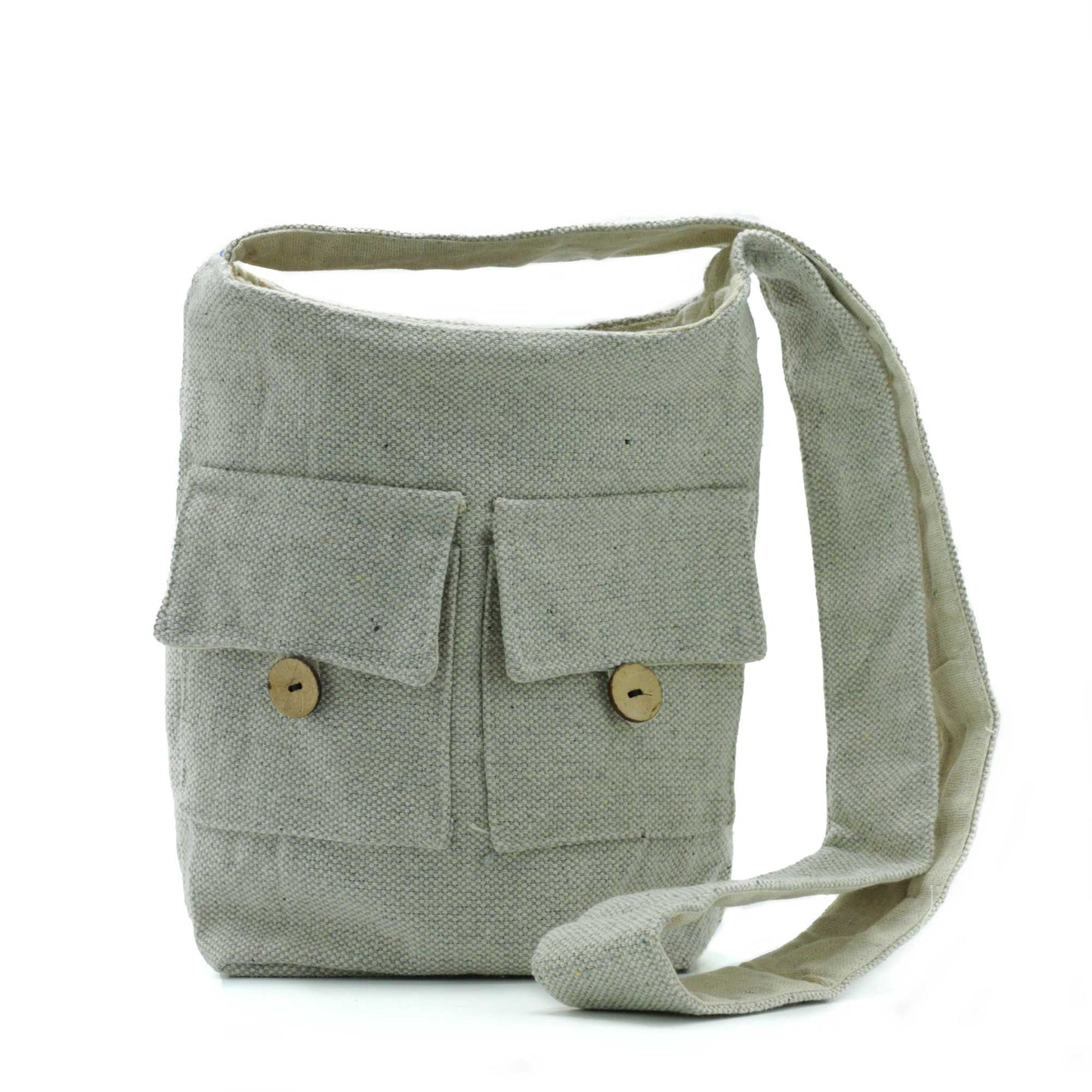 Eco-Chic Cotton Two Pocket Bags - Medium / Stone product packaging on clean background from Quintessential Holistic Health Ltd