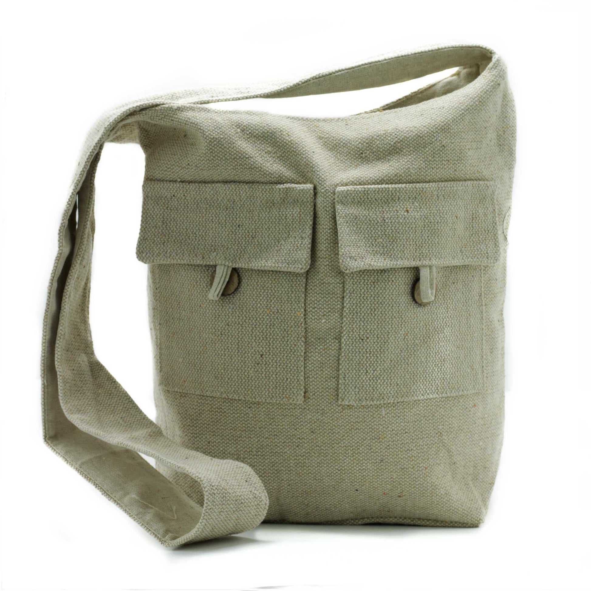 Eco-Chic Cotton Two Pocket Bags - Large / Natural product packaging on clean background from Quintessential Holistic Health Ltd