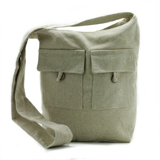 Eco-Chic Cotton Two Pocket Bags - Large / Natural product packaging on clean background from Quintessential Holistic Health Ltd