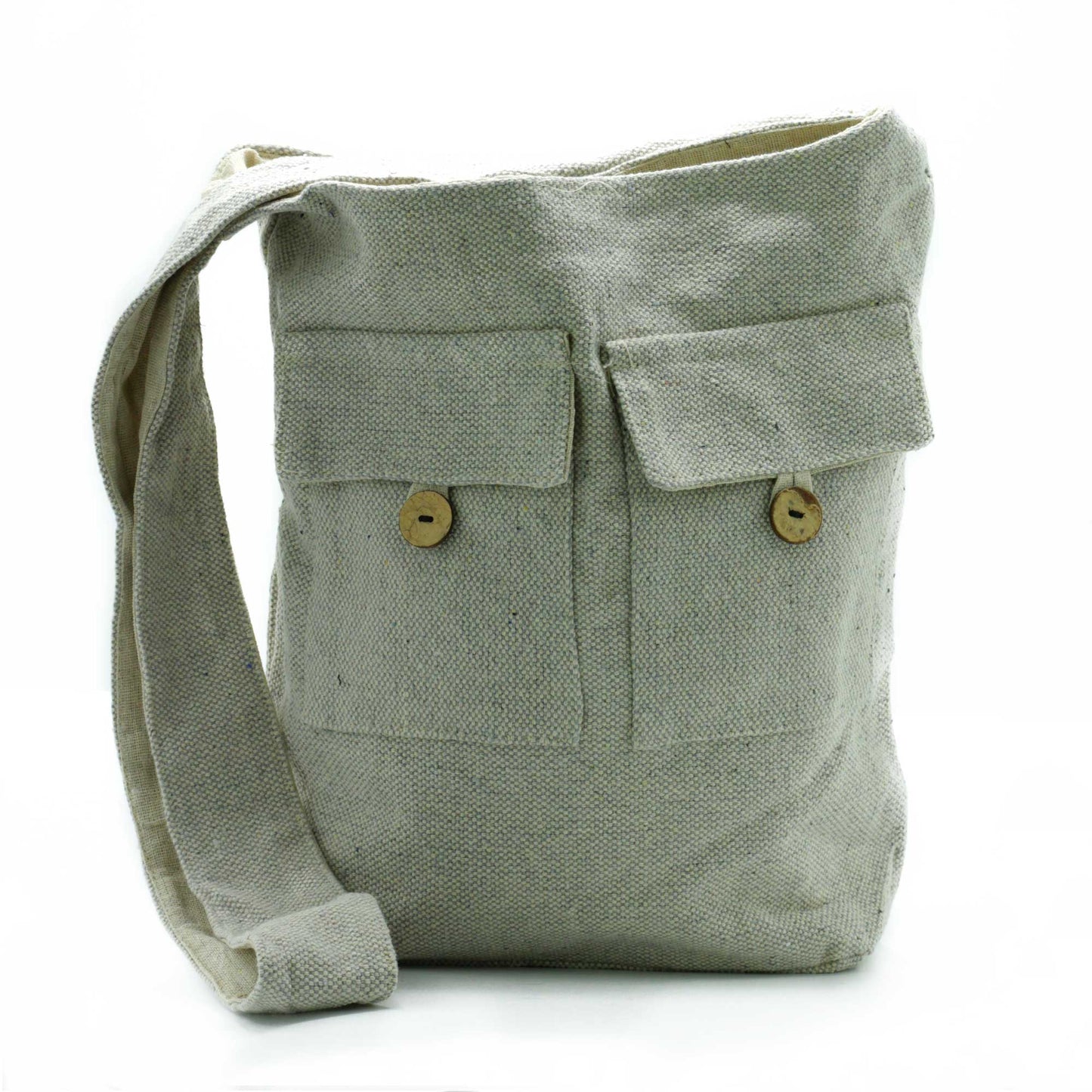 Eco-Chic Cotton Two Pocket Bags - Large / Stone product packaging on clean background from Quintessential Holistic Health Ltd