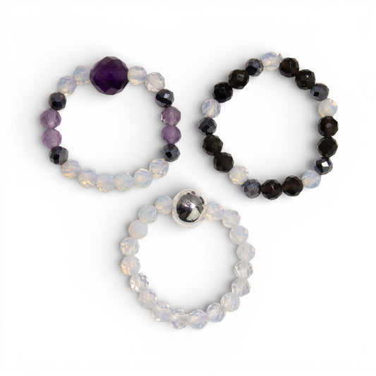 Mystical Nymph Spirit Gemstone 3 Ring Set - Full Moon - main product image from Quintessential Holistic Health Ltd UK