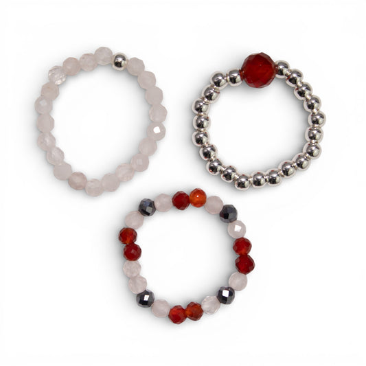 Mystical Nymph Spirit Gemstone 3 Ring Set - Love and Flame - main product image from Quintessential Holistic Health Ltd UK