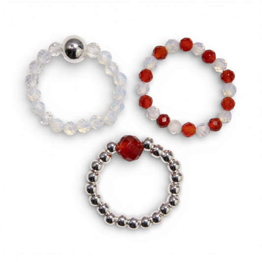 Mystical Nymph Spirit Gemstone 3 Ring Set - Blood Moon - main product image from Quintessential Holistic Health Ltd UK