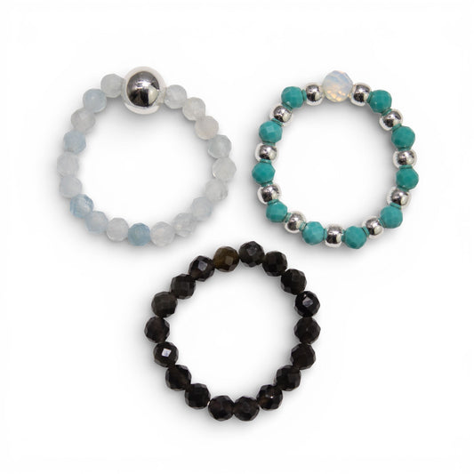 Mystical Nymph Spirit Gemstone 3 Ring Set - Endless Ocean - main product image from Quintessential Holistic Health Ltd UK