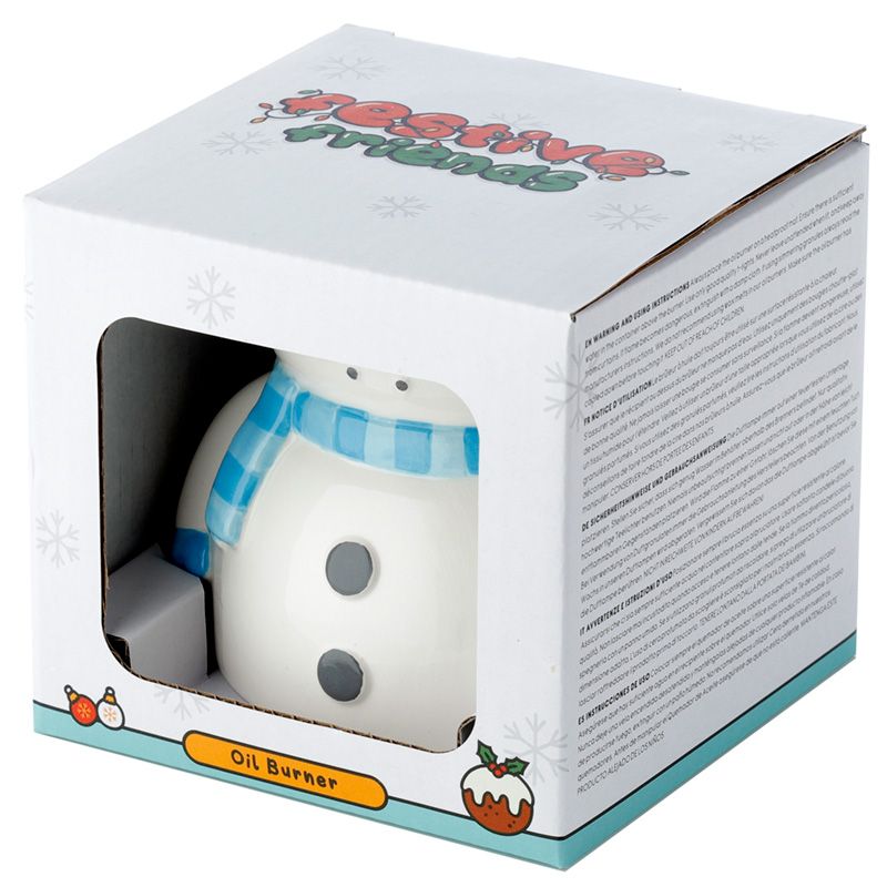 Christmas Ceramic Oil Burner - Snowman product packaging on clean background from Quintessential Holistic Health Ltd