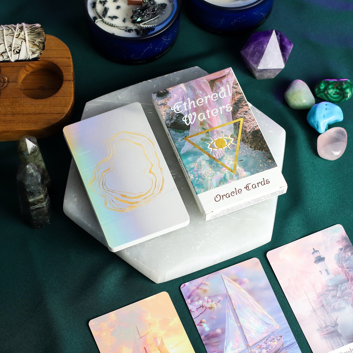 Oracle Cards - Ethereal Waters / Sirens and Moonlight product packaging on clean background from Quintessential Holistic Health Ltd
