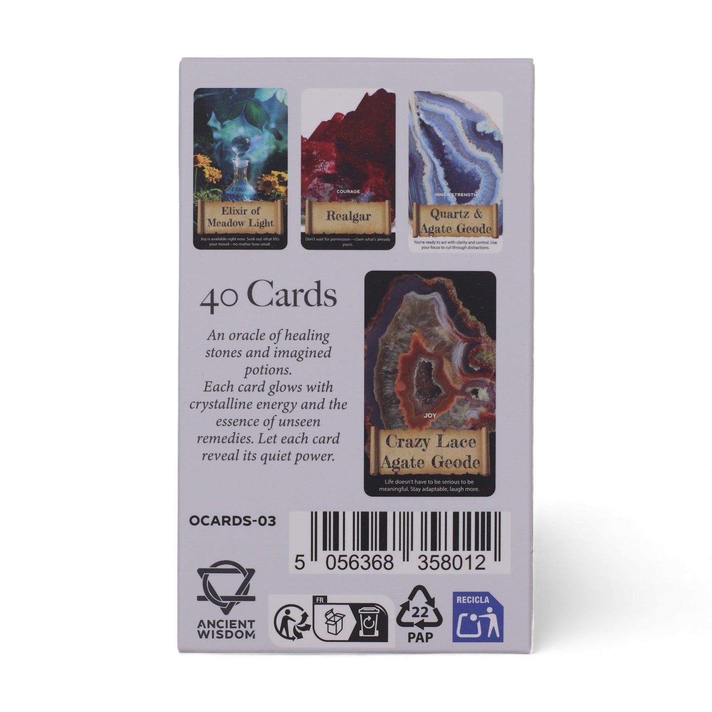 Crystals & Elixirs Oracle Cards – Crystals and Elexirs / Healing Energy product packaging on clean background from Quintessential Holistic Health Ltd