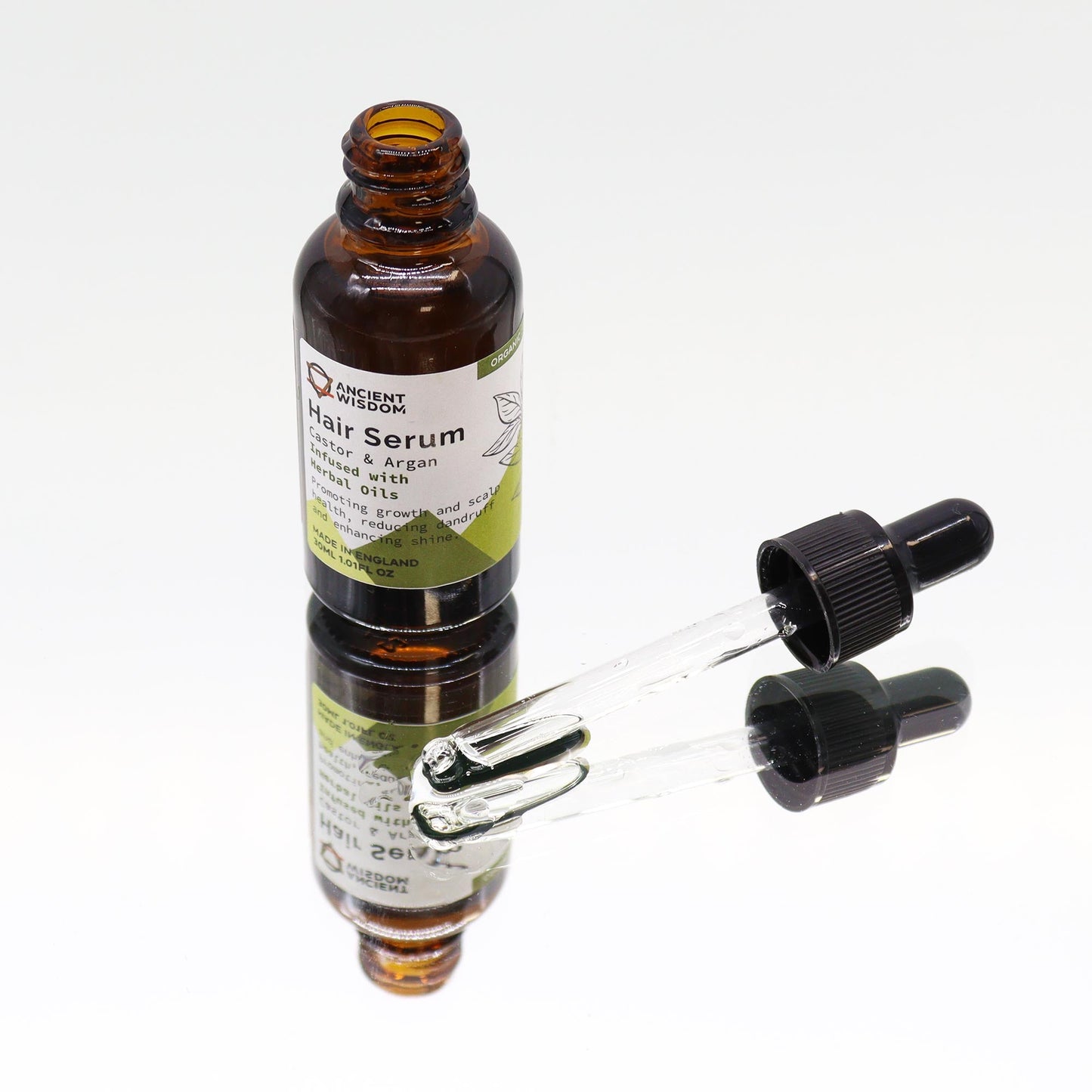 30ml Organic Vegan-Friendly Hair Serum - Herbal product packaging on clean background from Quintessential Holistic Health Ltd