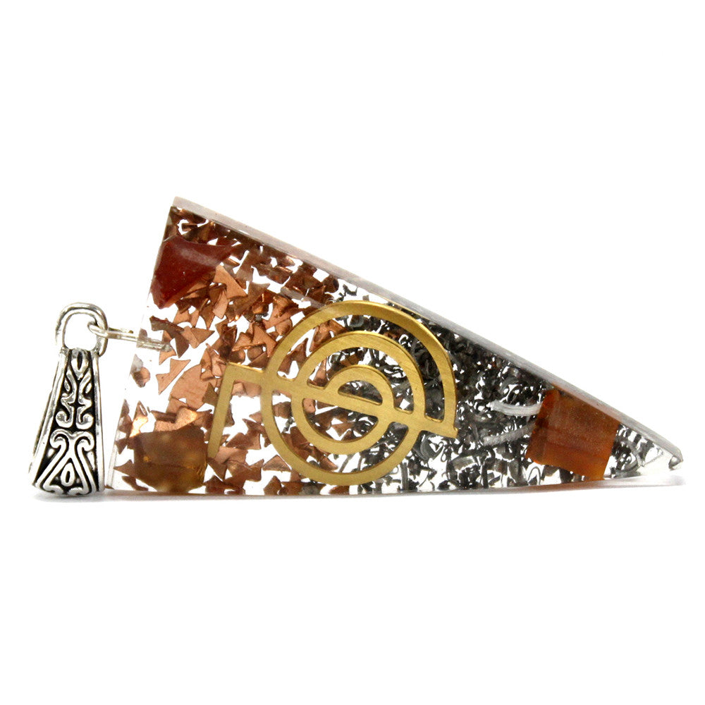 Handmade Orgonite Power Pendant - Three Metals Power Point product packaging on clean background from Quintessential Holistic Health Ltd