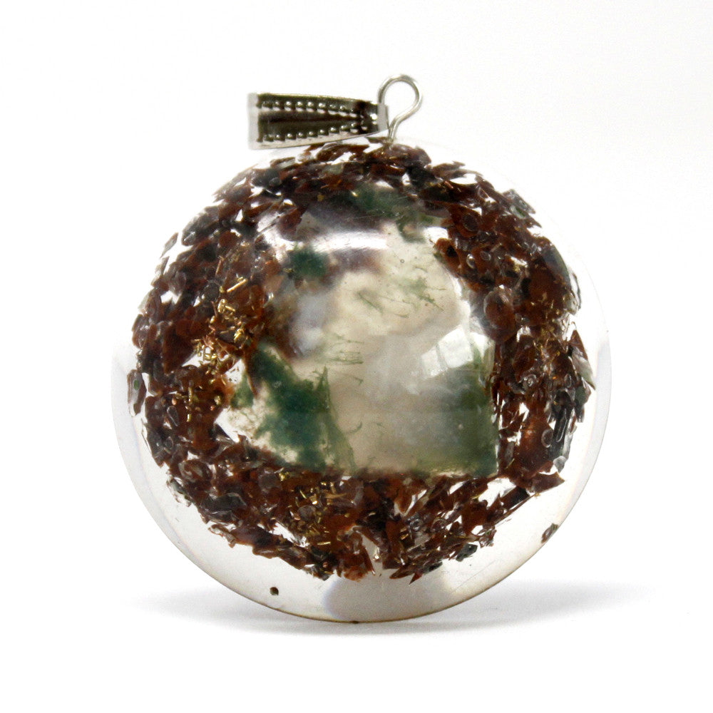 Handmade Orgonite Power Pendant - Power Block in Dome product packaging on clean background from Quintessential Holistic Health Ltd