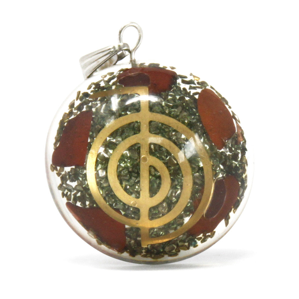 Handmade Orgonite Power Pendant - Symbolic Power Dome product packaging on clean background from Quintessential Holistic Health Ltd