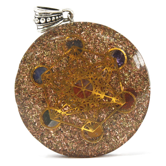 Handmade Orgonite Power Pendant - Large / Multi Power Chakra product packaging on clean background from Quintessential Holistic Health Ltd