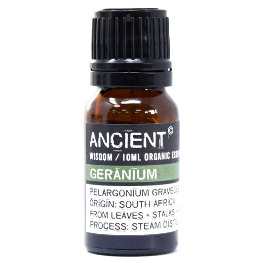 10ml Organic Essential Oil - Geranium product packaging on clean background from Quintessential Holistic Health Ltd