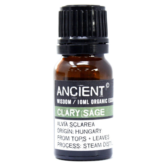 10ml Organic Essential Oil - Clary Sage product packaging on clean background from Quintessential Holistic Health Ltd