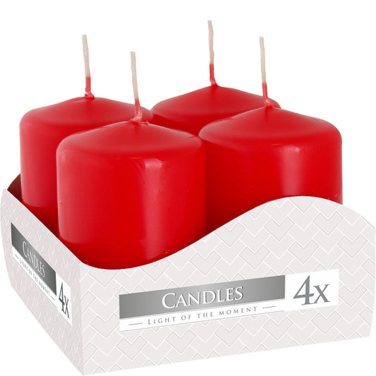 Set of 4 Pillar Candles - Small / Red product packaging on clean background from Quintessential Holistic Health Ltd