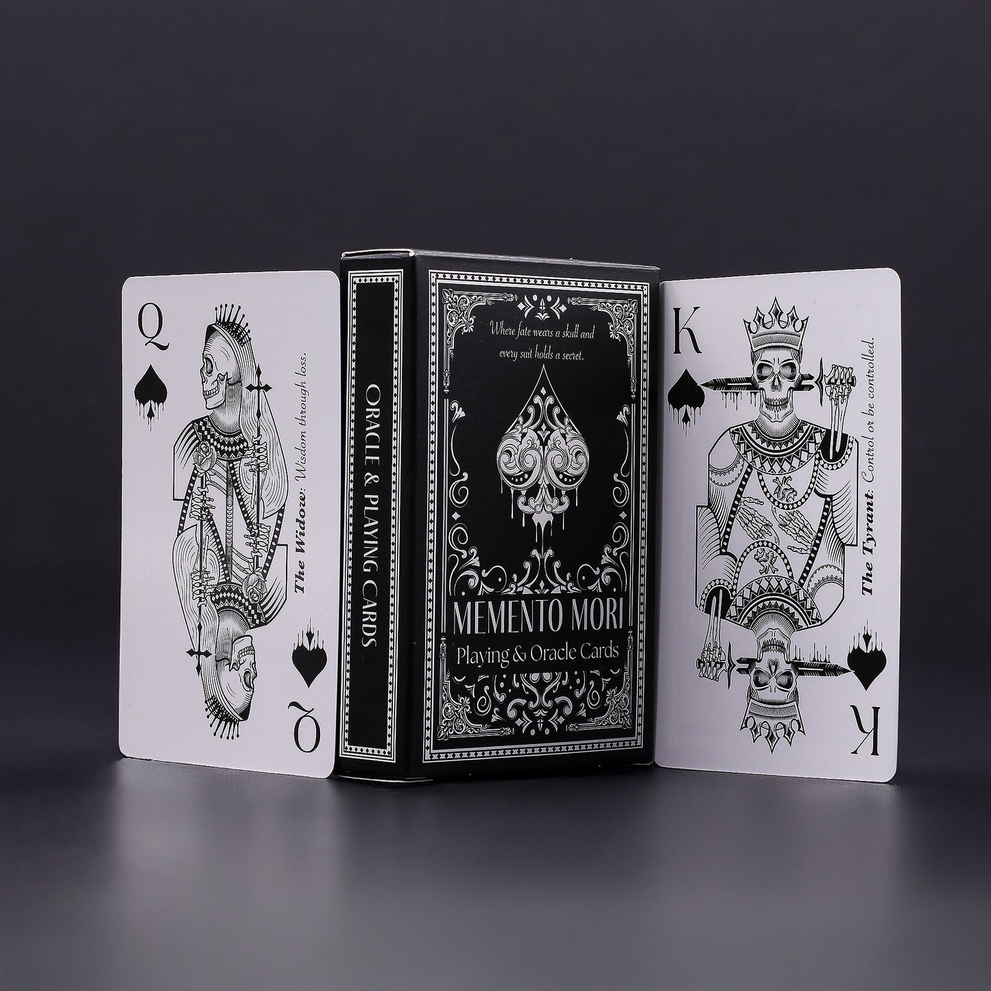 Playing and Oracle Cards - Gothic / Memento Mori product packaging on clean background from Quintessential Holistic Health Ltd